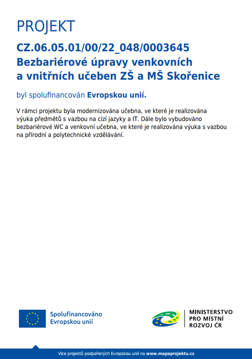 IROP 2021-2027 - 48. VÝZVA - INFRASTRUKTURA ZÁKLADNÍCH ŠKOL VE VAZBĚ NA ODBORNÉ UČEBNY A UČEBNY NEÚPLNÝCH ŠKOL